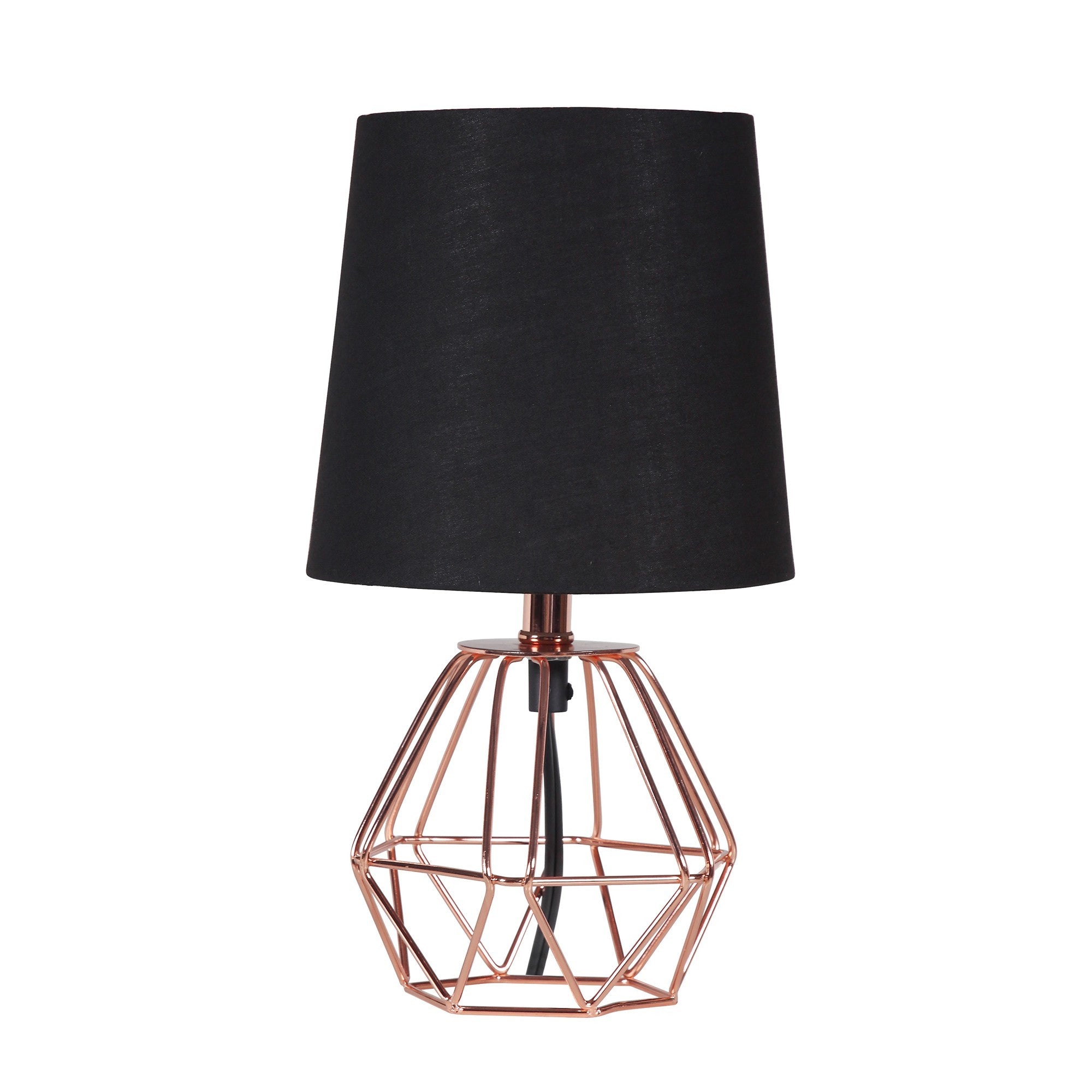 11 Copper Bedside Table Lamp With Black Empire Shade