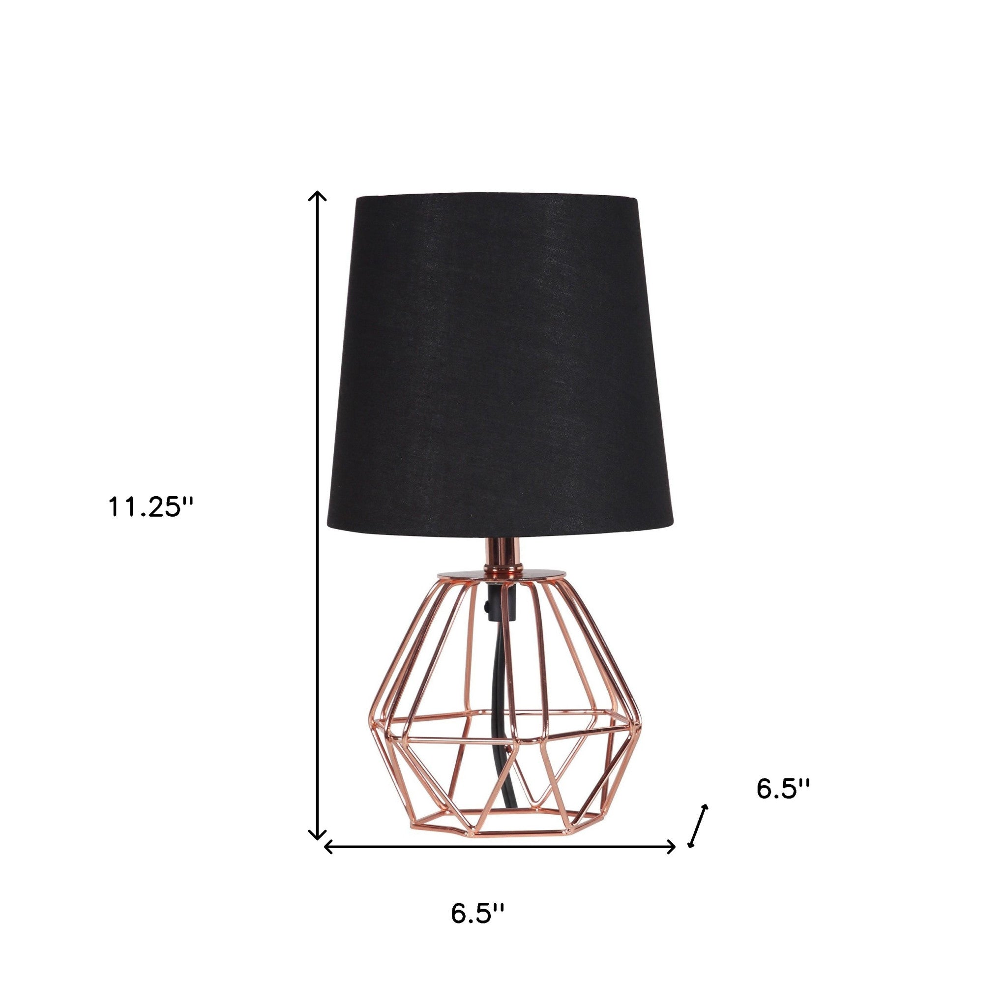 11 Copper Bedside Table Lamp With Black Empire Shade