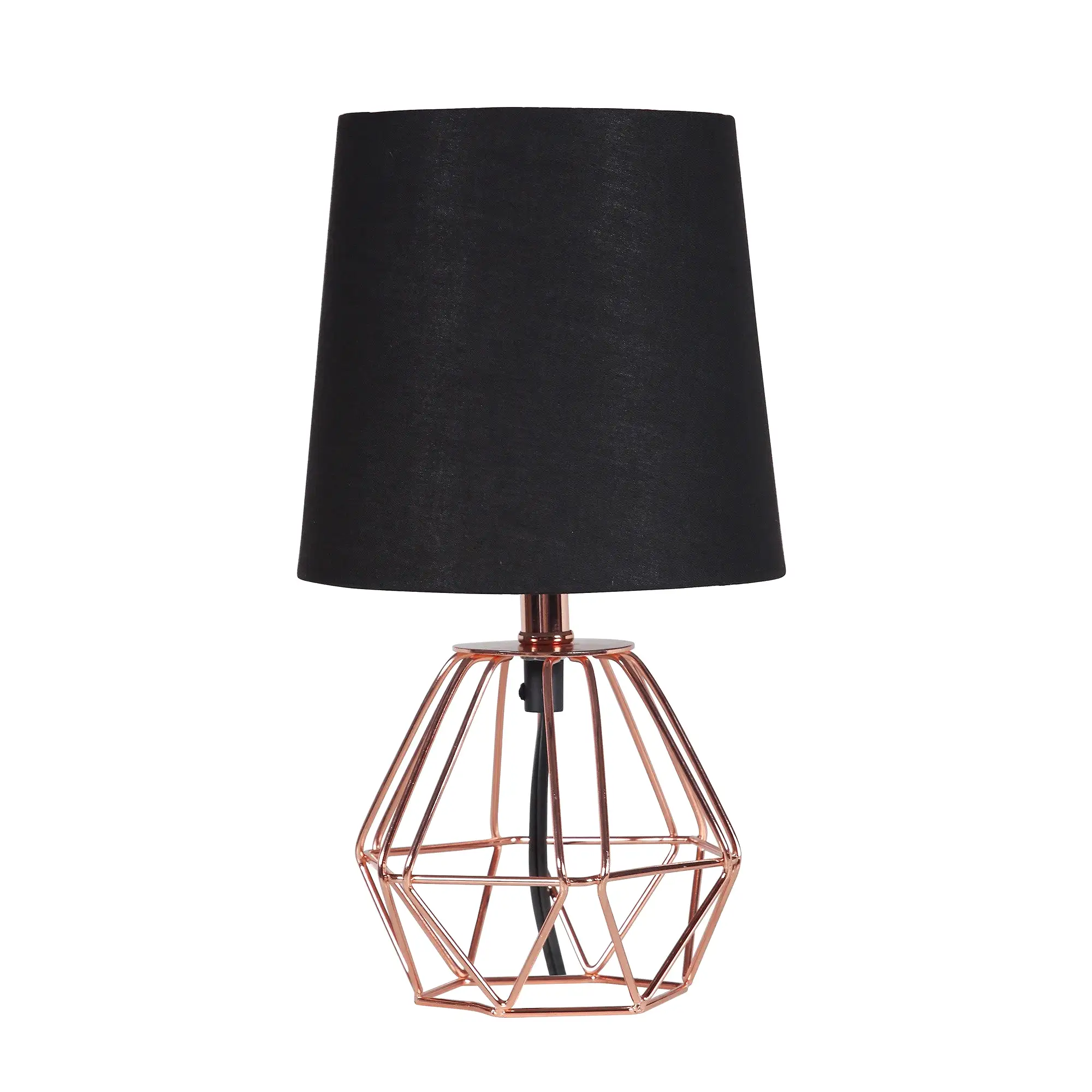 11 Copper Bedside Table Lamp With Black Empire Shade