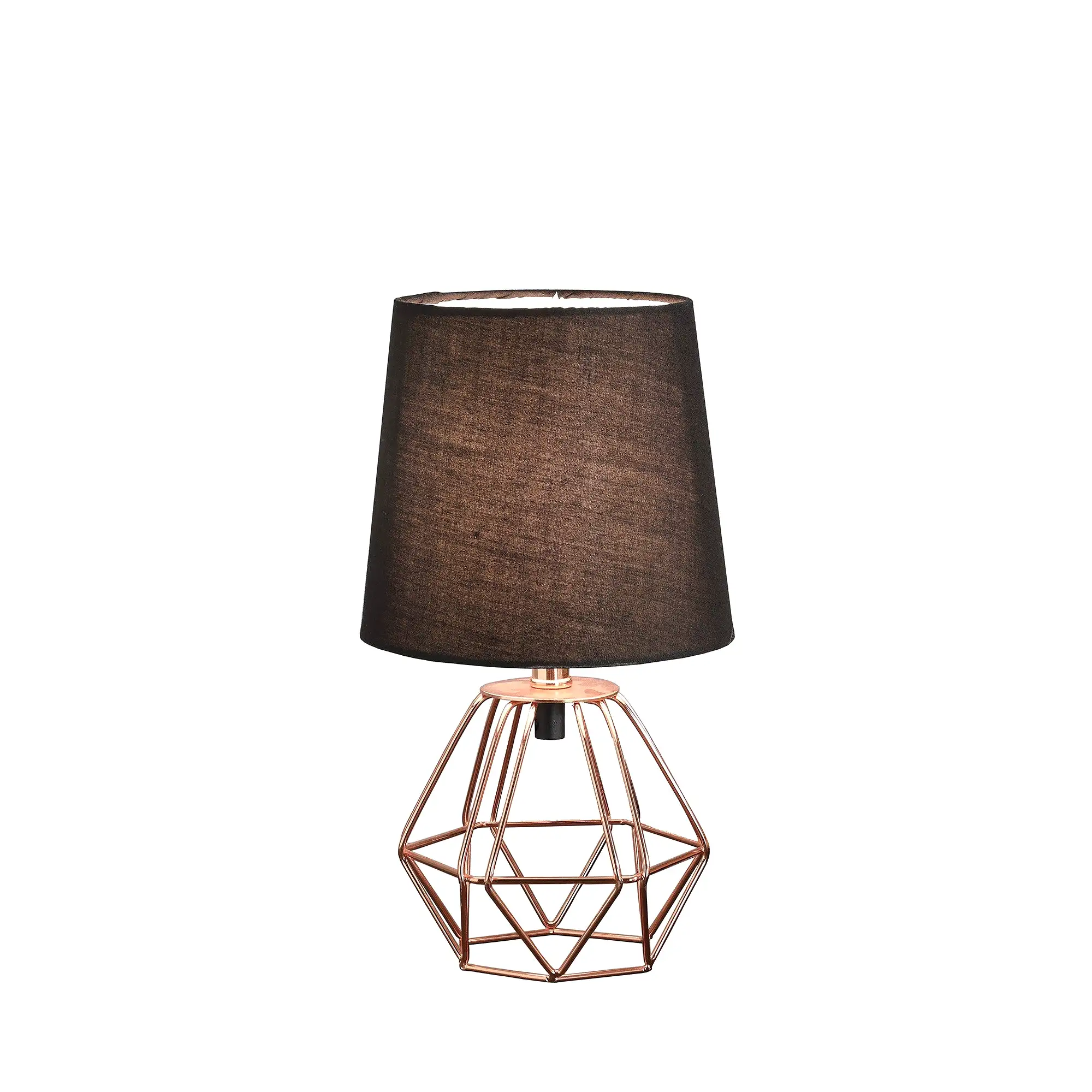 11 Copper Bedside Table Lamp With Black Empire Shade