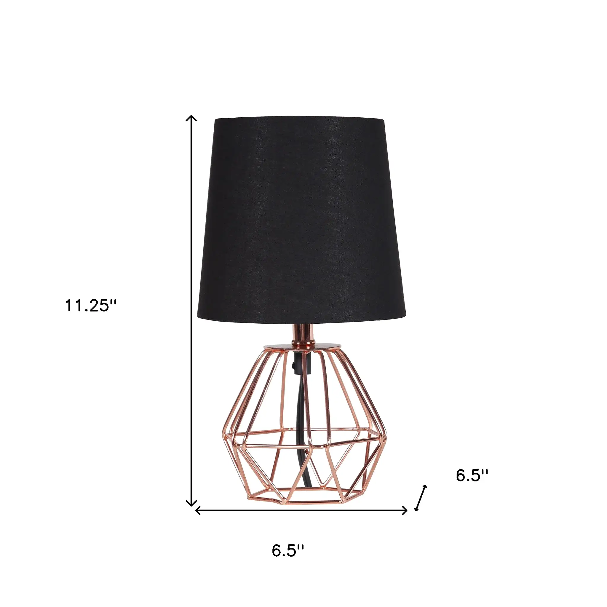 11 Copper Bedside Table Lamp With Black Empire Shade