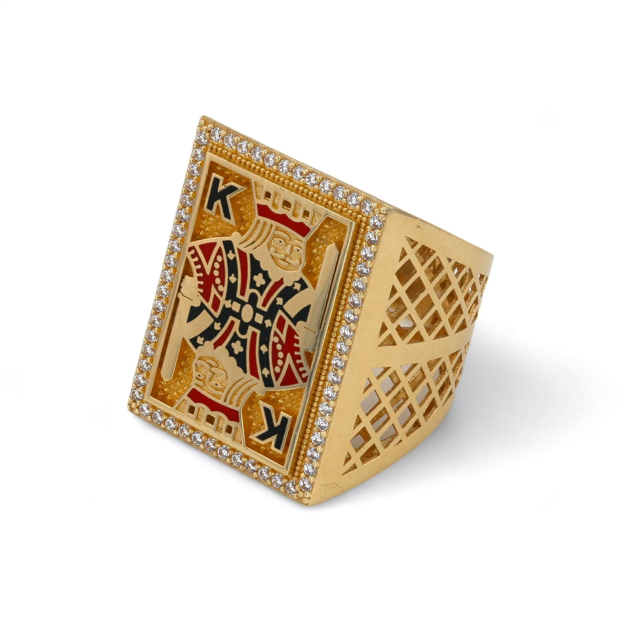 14K Yellow gold solid pocket card ring-319570