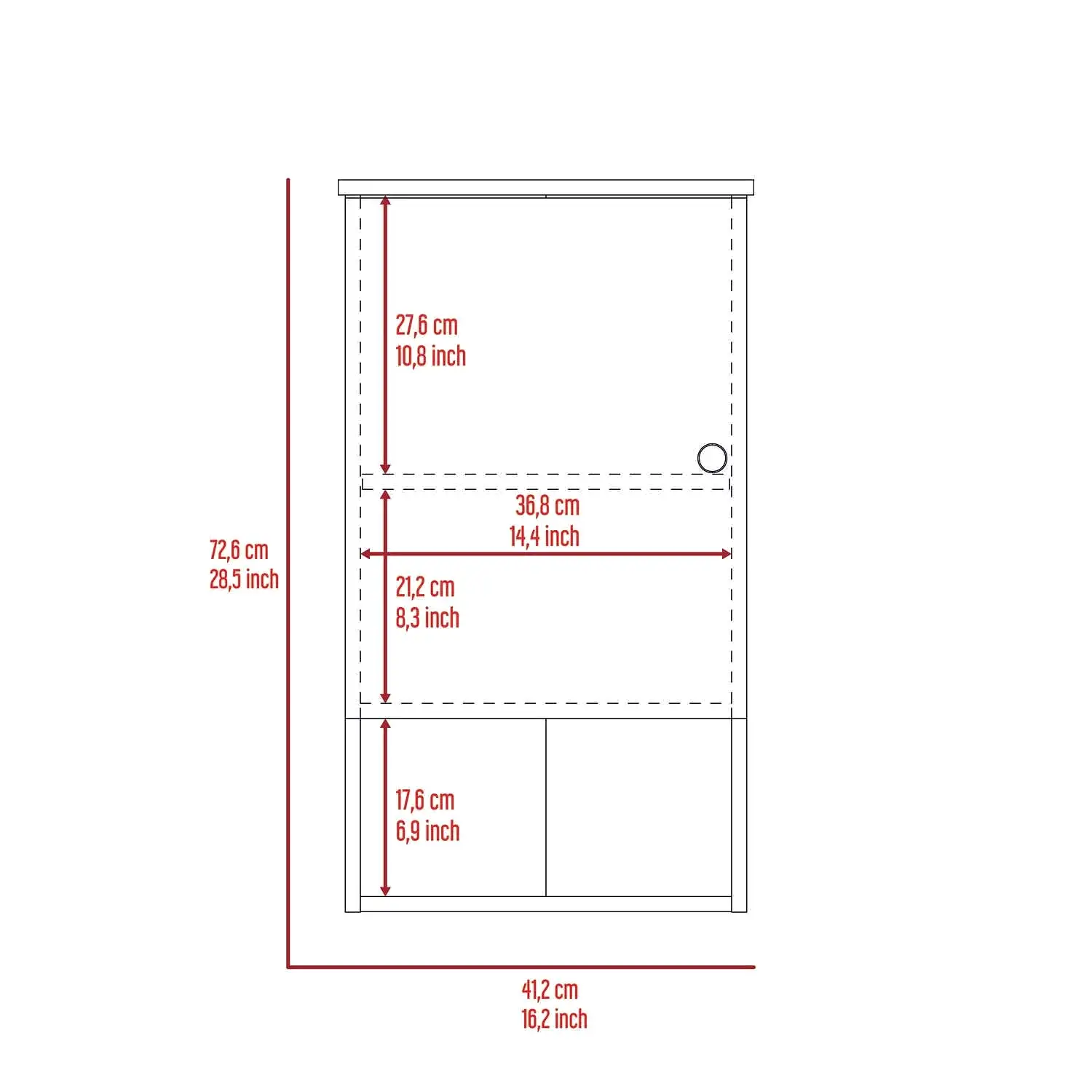 16 Light Oak And White Wall Mounted Cabinet With Three Shelves