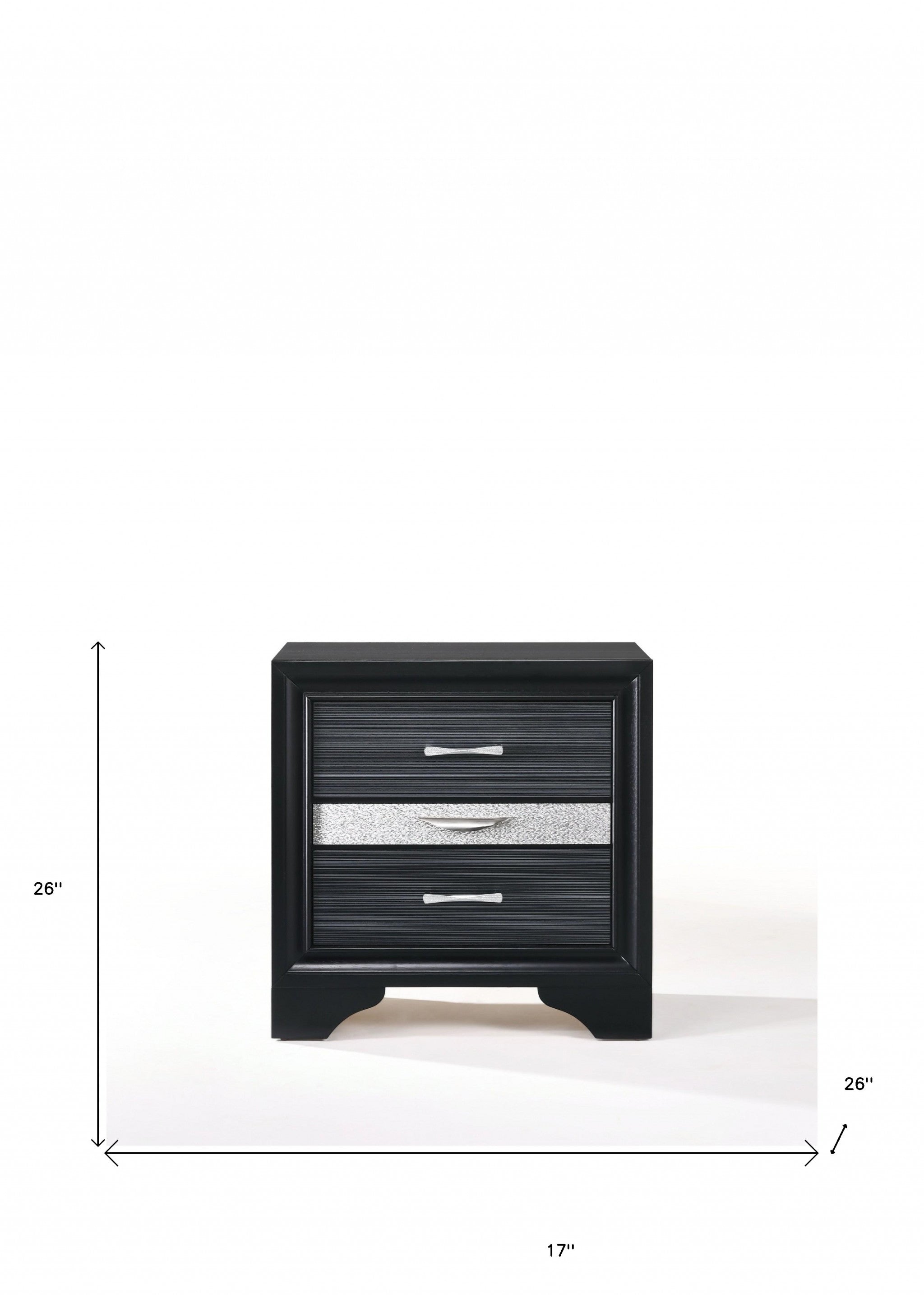 17 Rectangular Three Drawers Nightstand With Solid Wood Top