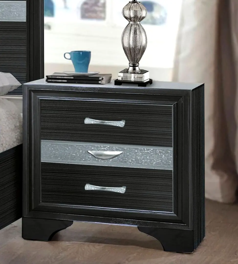 17 Rectangular Three Drawers Nightstand With Solid Wood Top