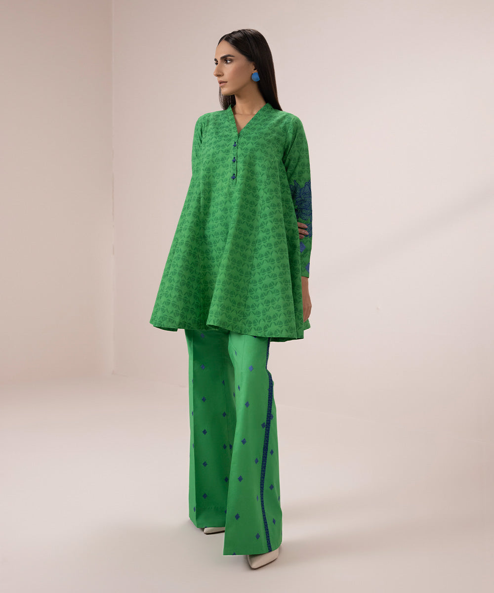 2 Piece - Embroidered Jacquard Suit