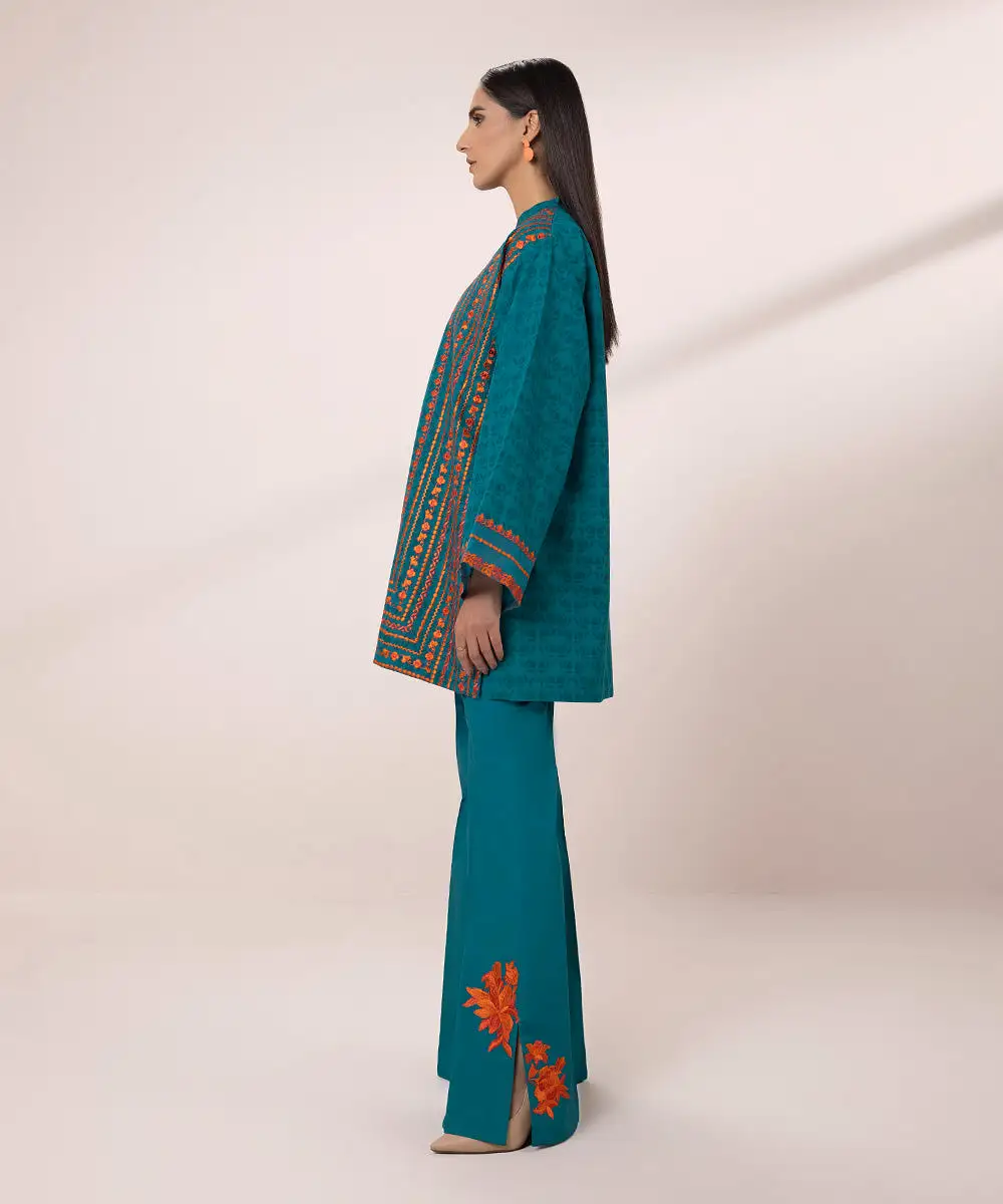 2 Piece - Embroidered Jacquard Suit