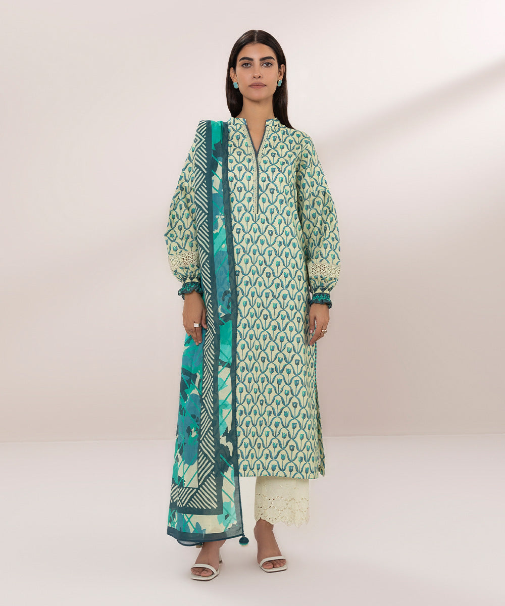 2 Piece - Printed Zari Lawn Suit