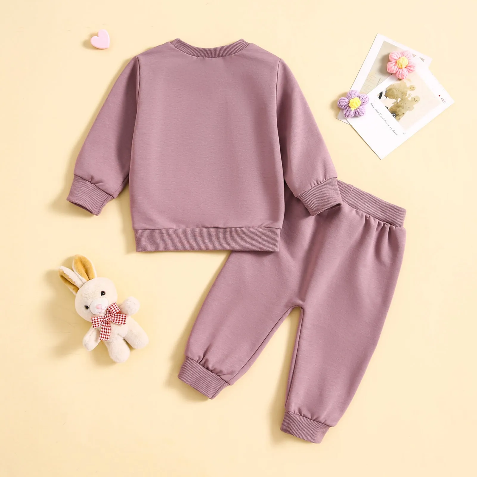 2 Pieces Set Baby Kid Girls Letters Tops And Solid Color Pants Wholesale 231130271