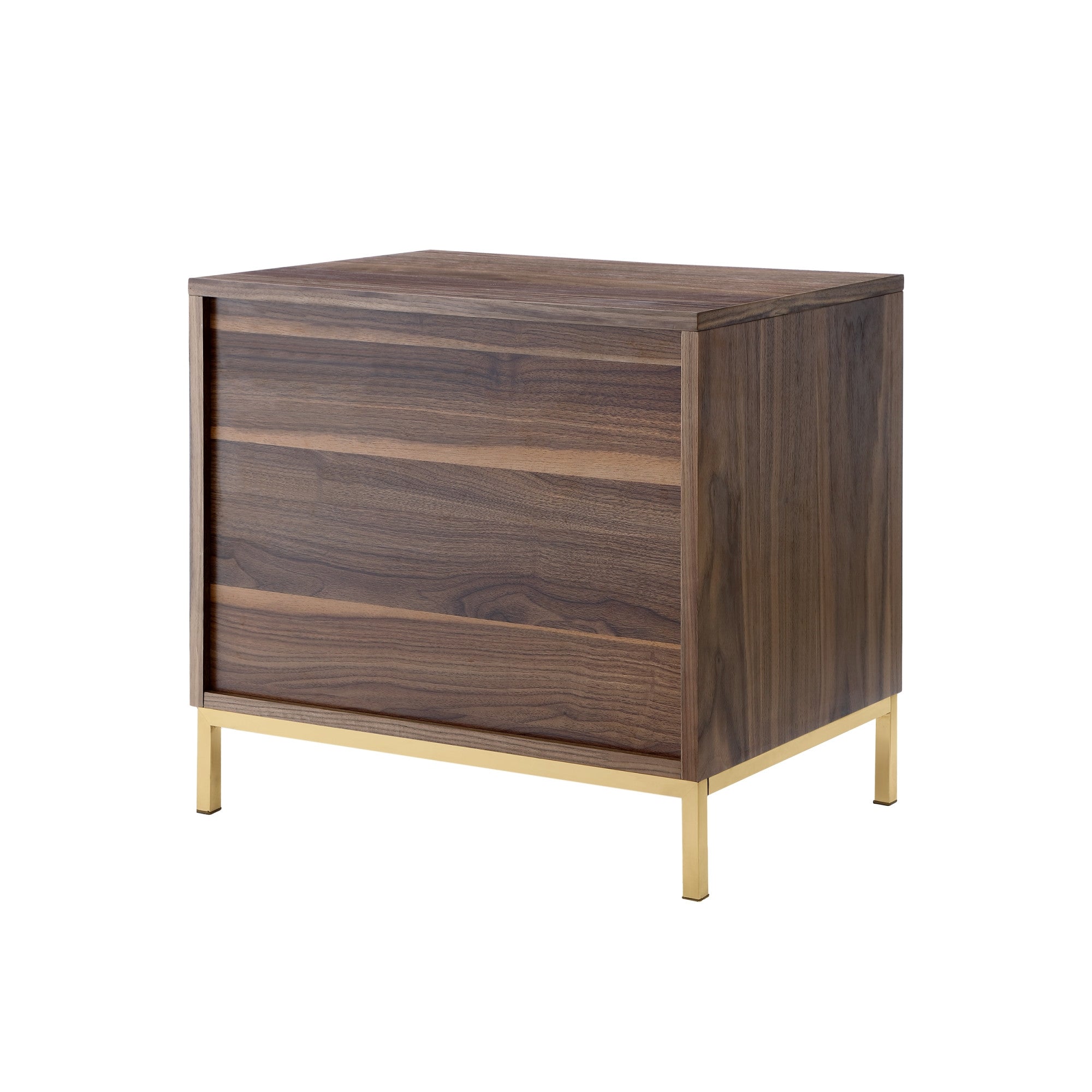 24 Gold and Wood Brown Veneer End Table with Three Drawers