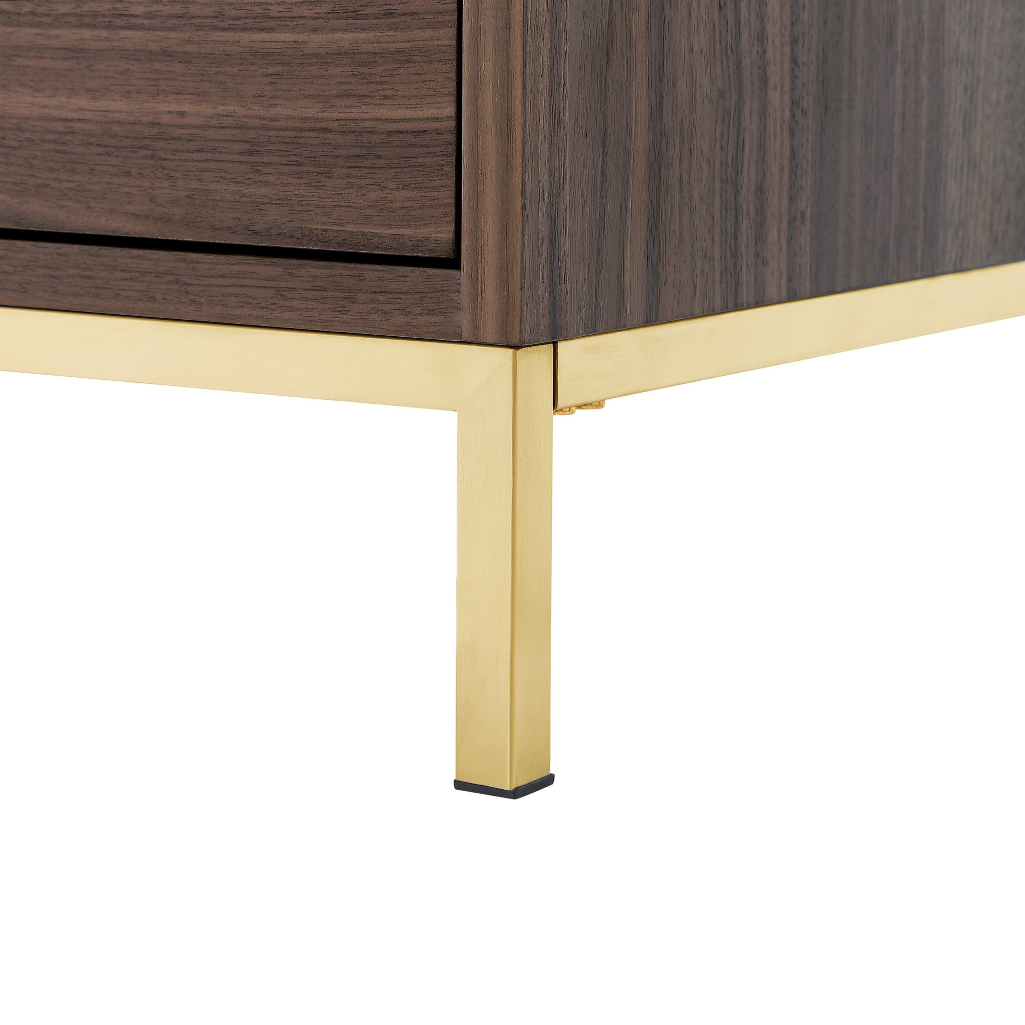 24 Gold and Wood Brown Veneer End Table with Three Drawers