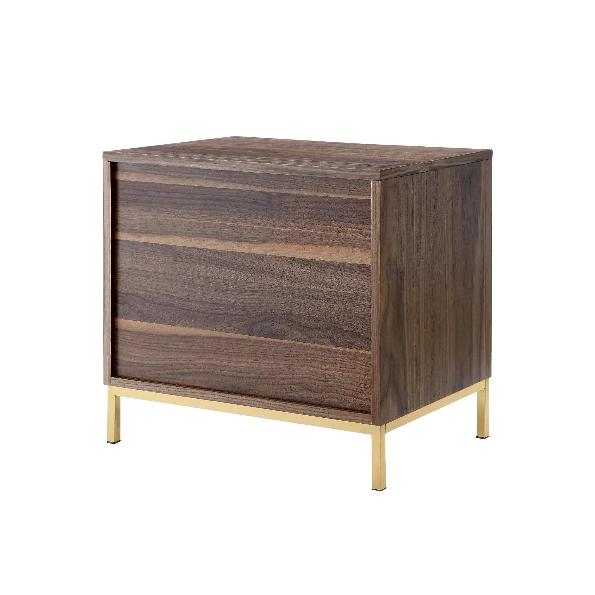 24 Gold and Wood Brown Veneer End Table with Three Drawers