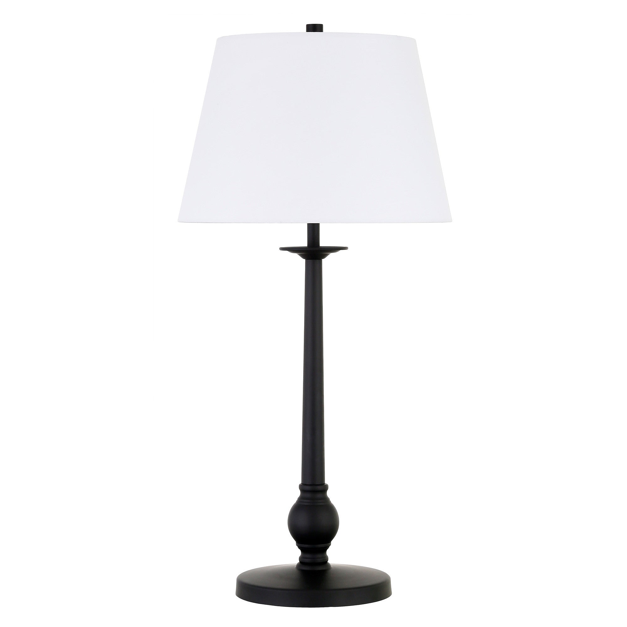 28 Black Metal Table Lamp With White Empire Shade