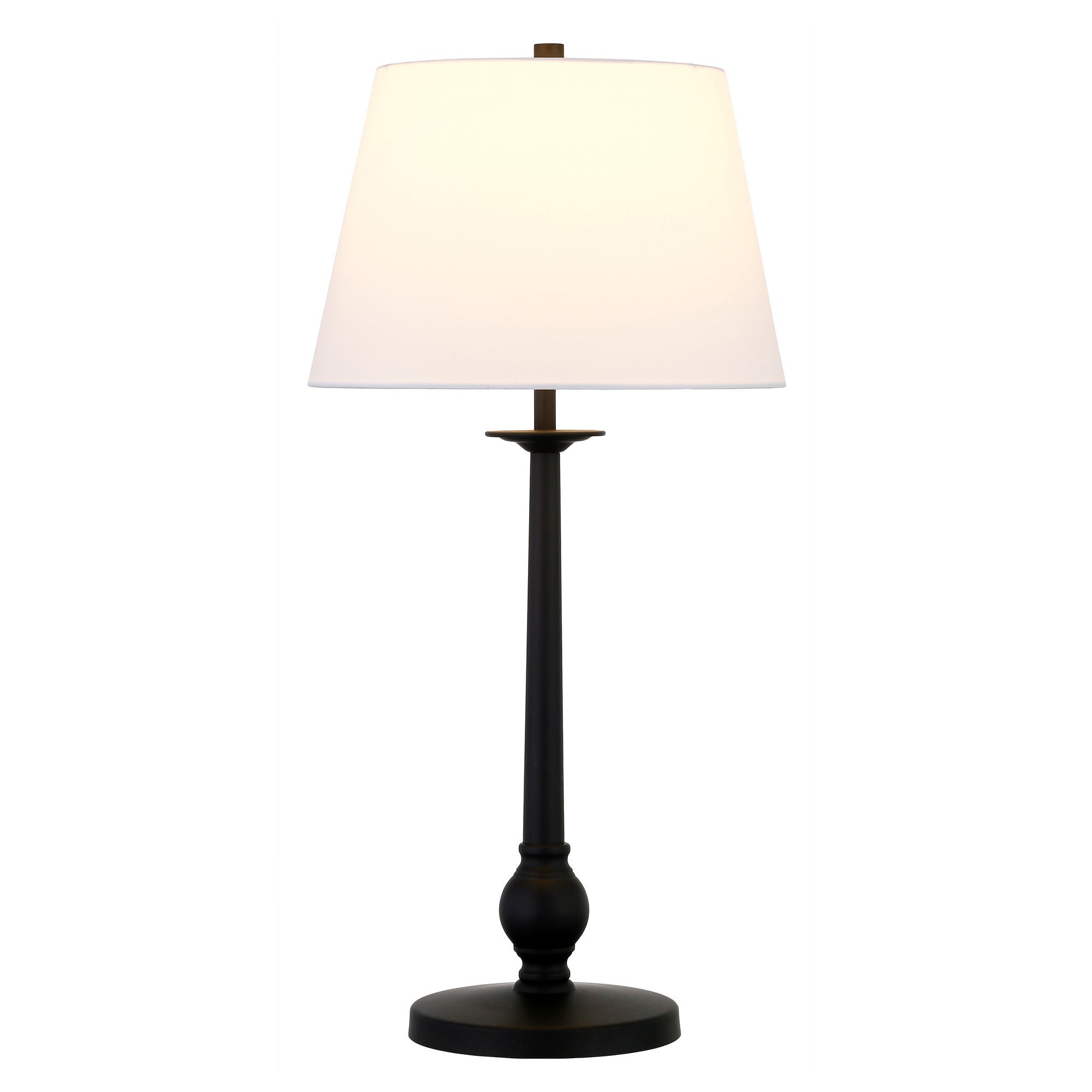 28 Black Metal Table Lamp With White Empire Shade