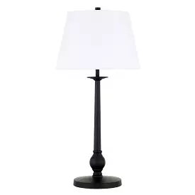 28 Black Metal Table Lamp With White Empire Shade