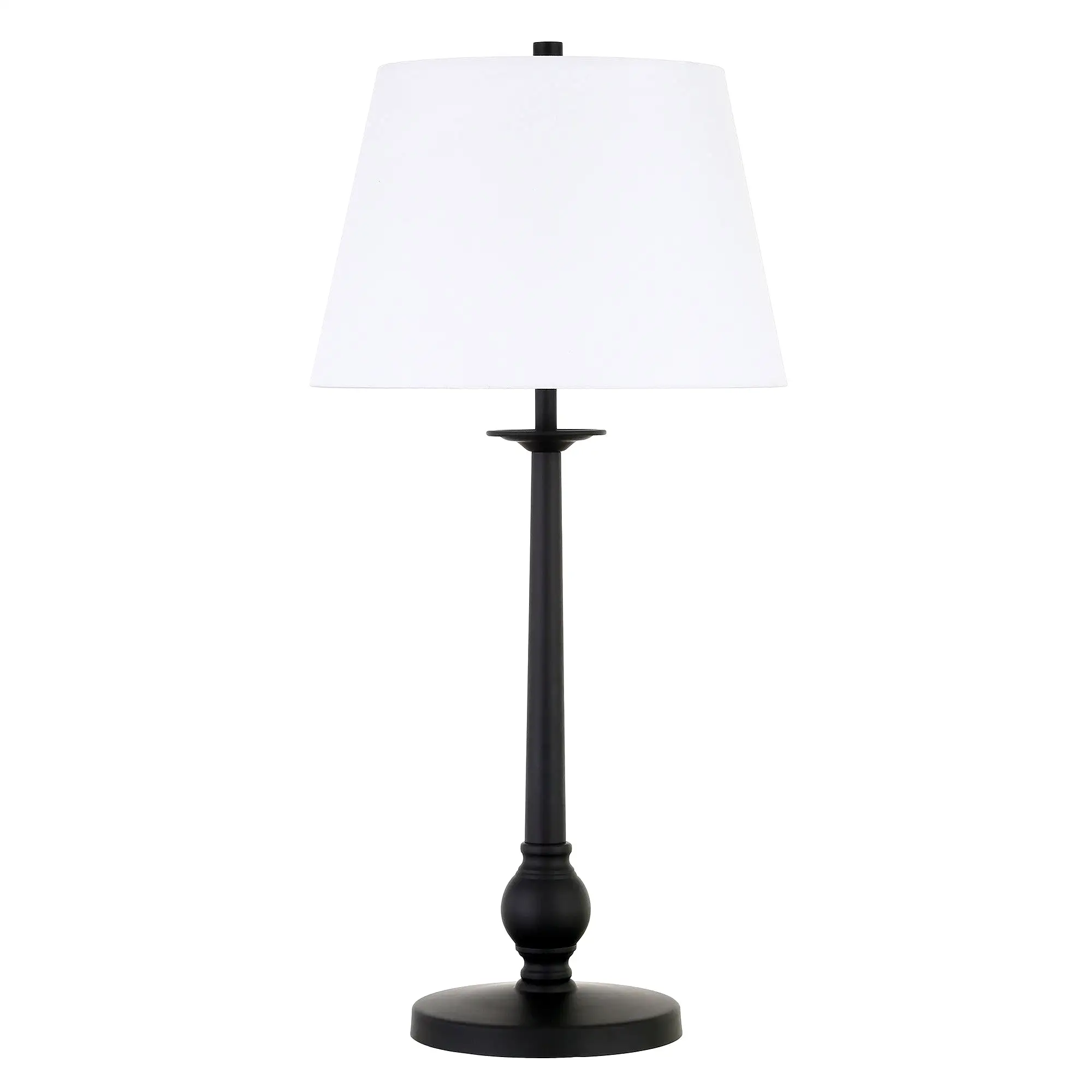 28 Black Metal Table Lamp With White Empire Shade