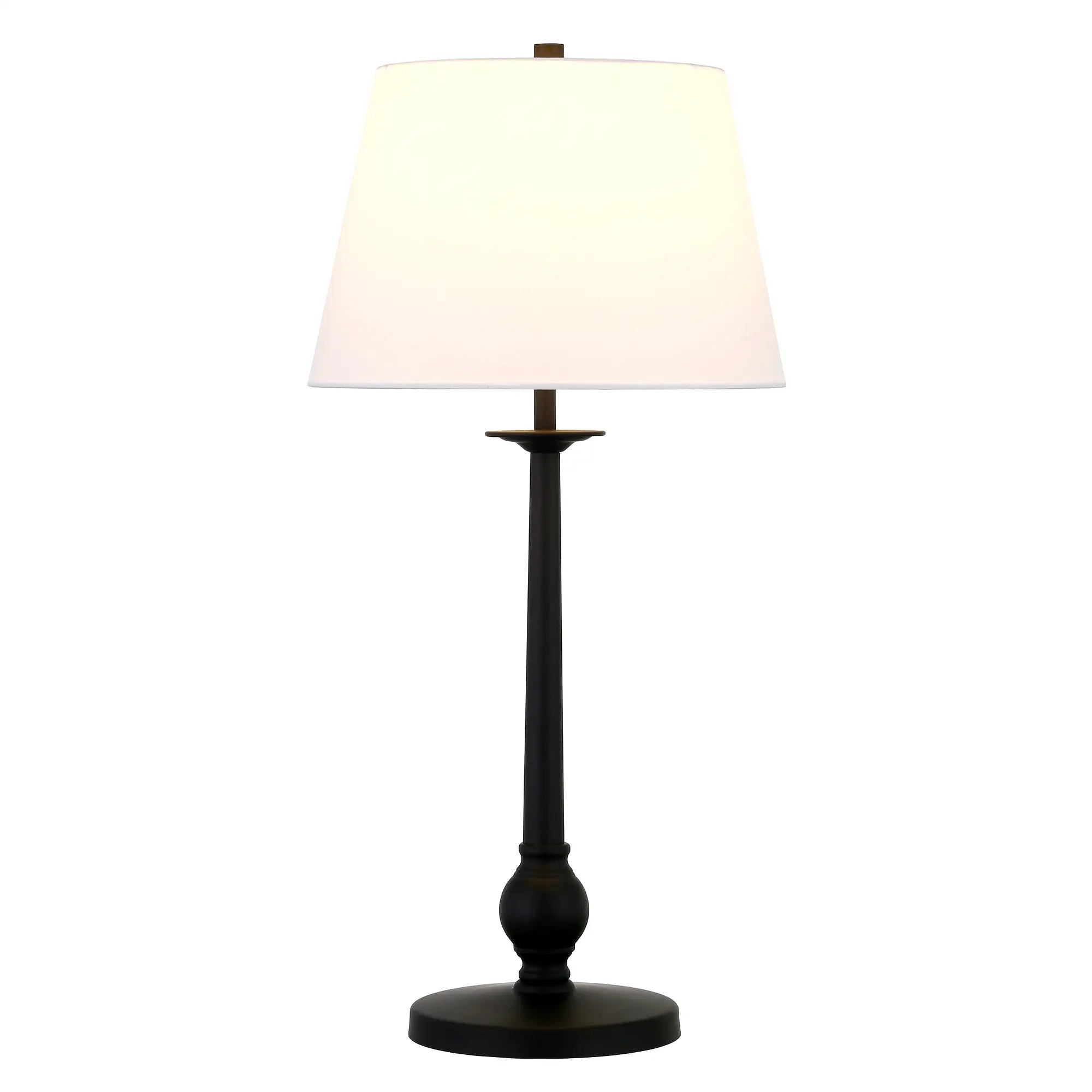 28 Black Metal Table Lamp With White Empire Shade