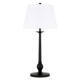 28 Black Metal Table Lamp With White Empire Shade