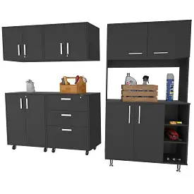 28 Black Wall mounted Accent Cabinet With Nine Shelves And Three Drawers