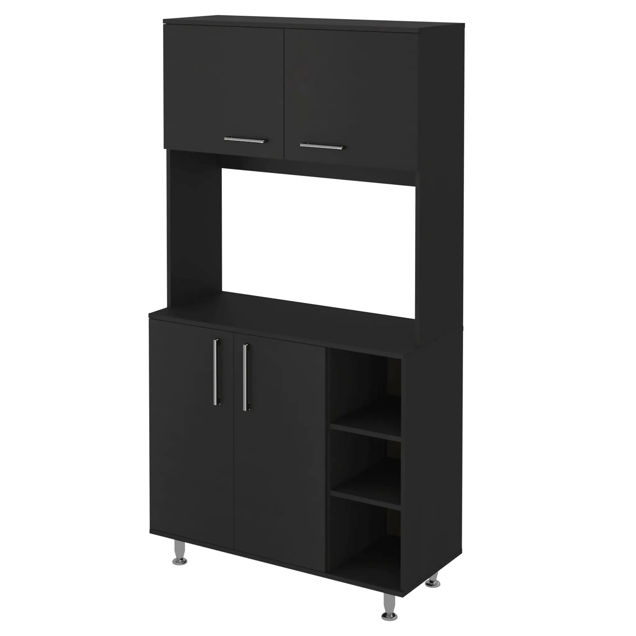 28 Black Wall mounted Accent Cabinet With Nine Shelves And Three Drawers