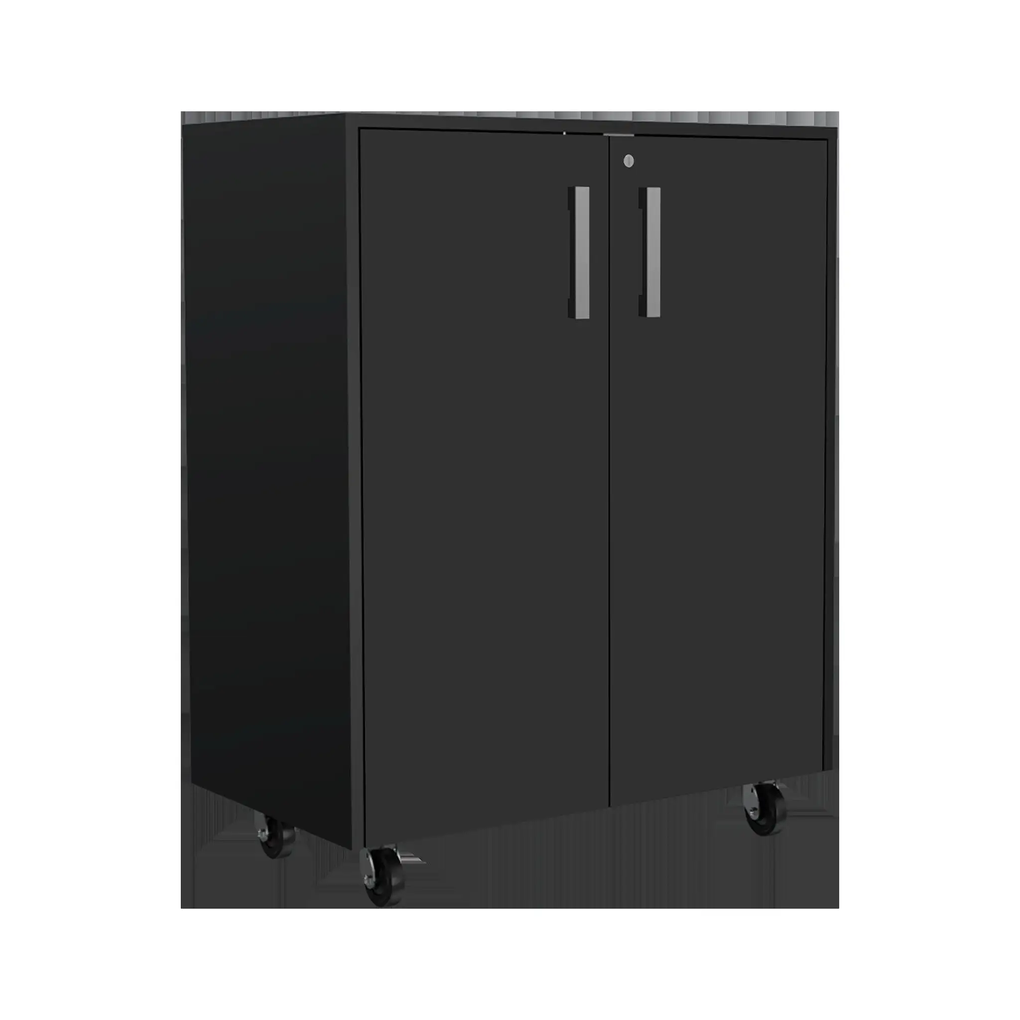 28 Black Wall mounted Accent Cabinet With Nine Shelves And Three Drawers