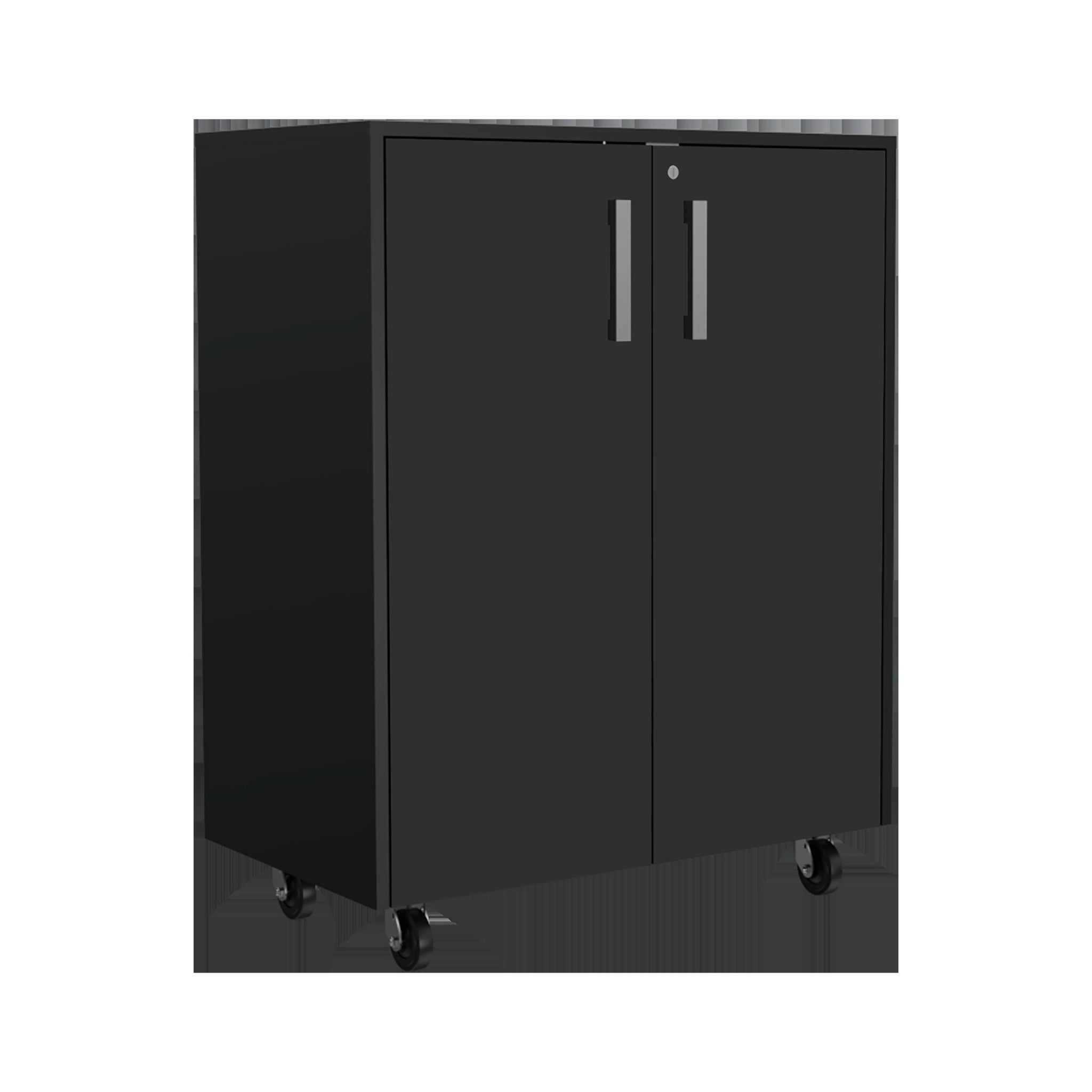 28 Black Wall mounted Accent Cabinet With Six Shelves And Three Drawers