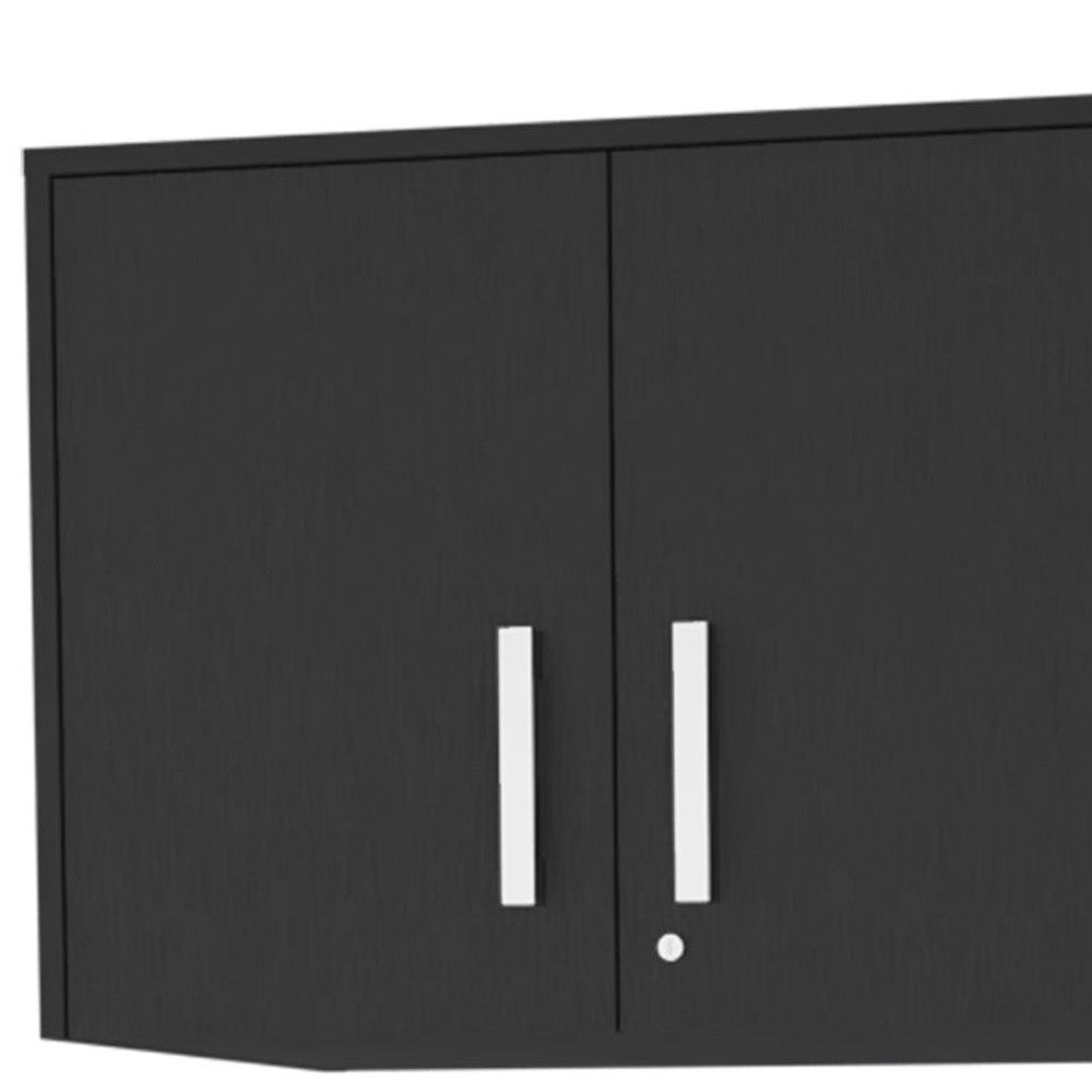 28 Black Wall mounted Accent Cabinet With Six Shelves And Three Drawers