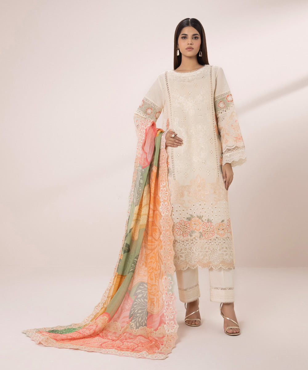 3 Piece - Embroidered Jacquard Suit