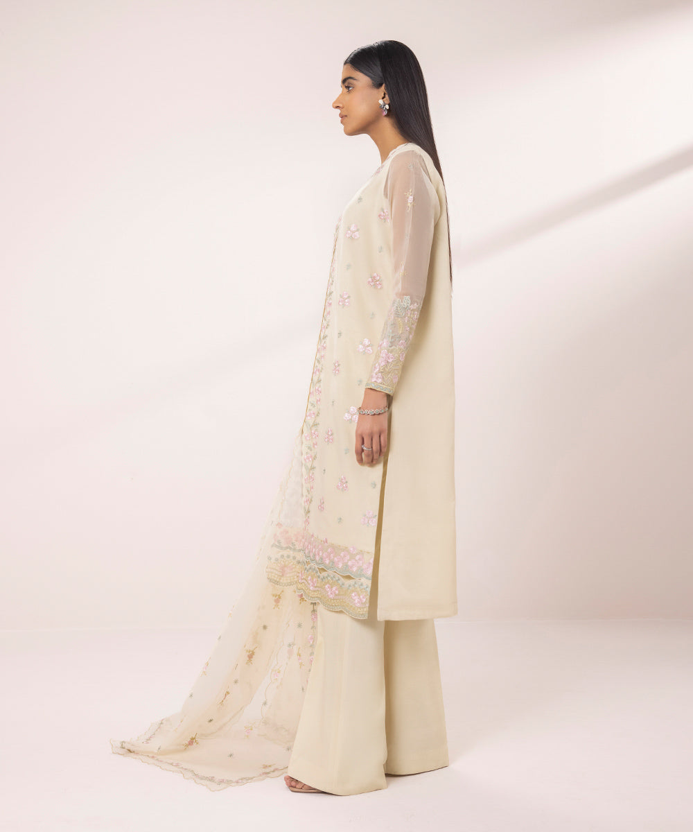 3 Piece - Embroidered Organza Suit