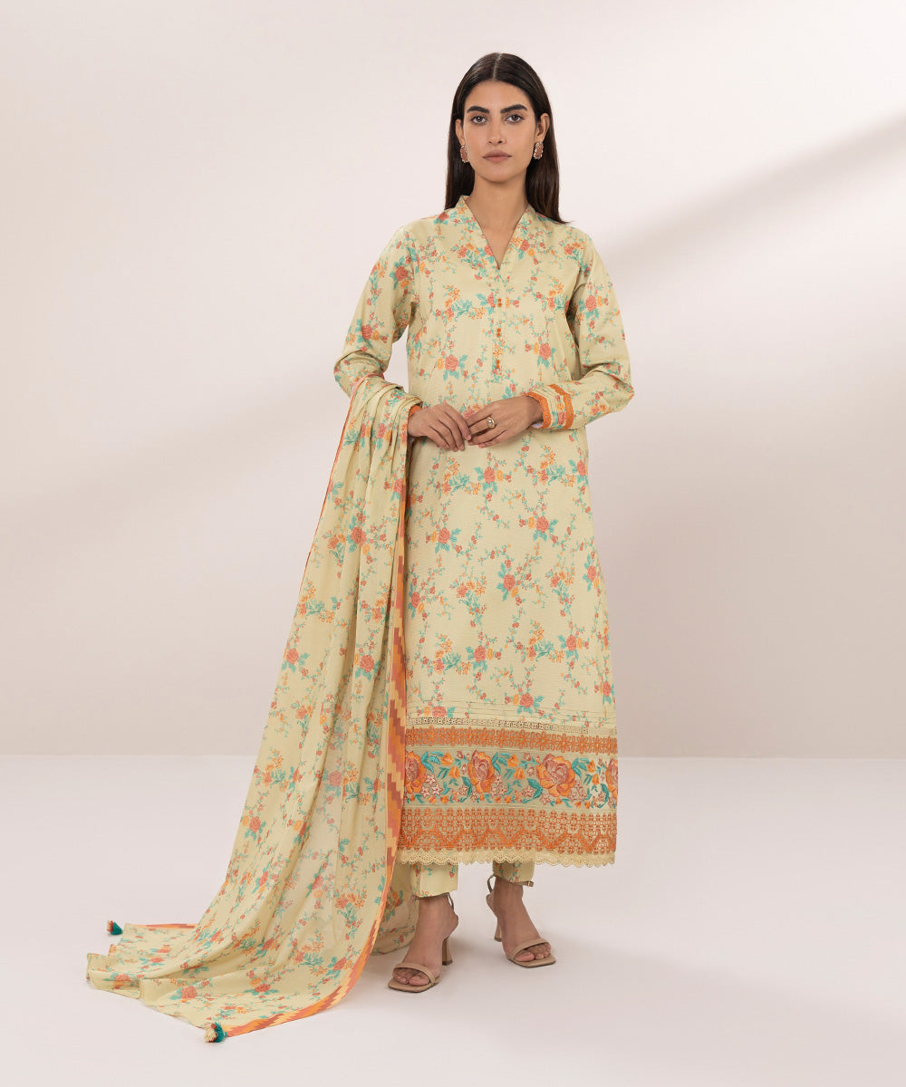 3 Piece - Embroidered Zari Lawn Suit