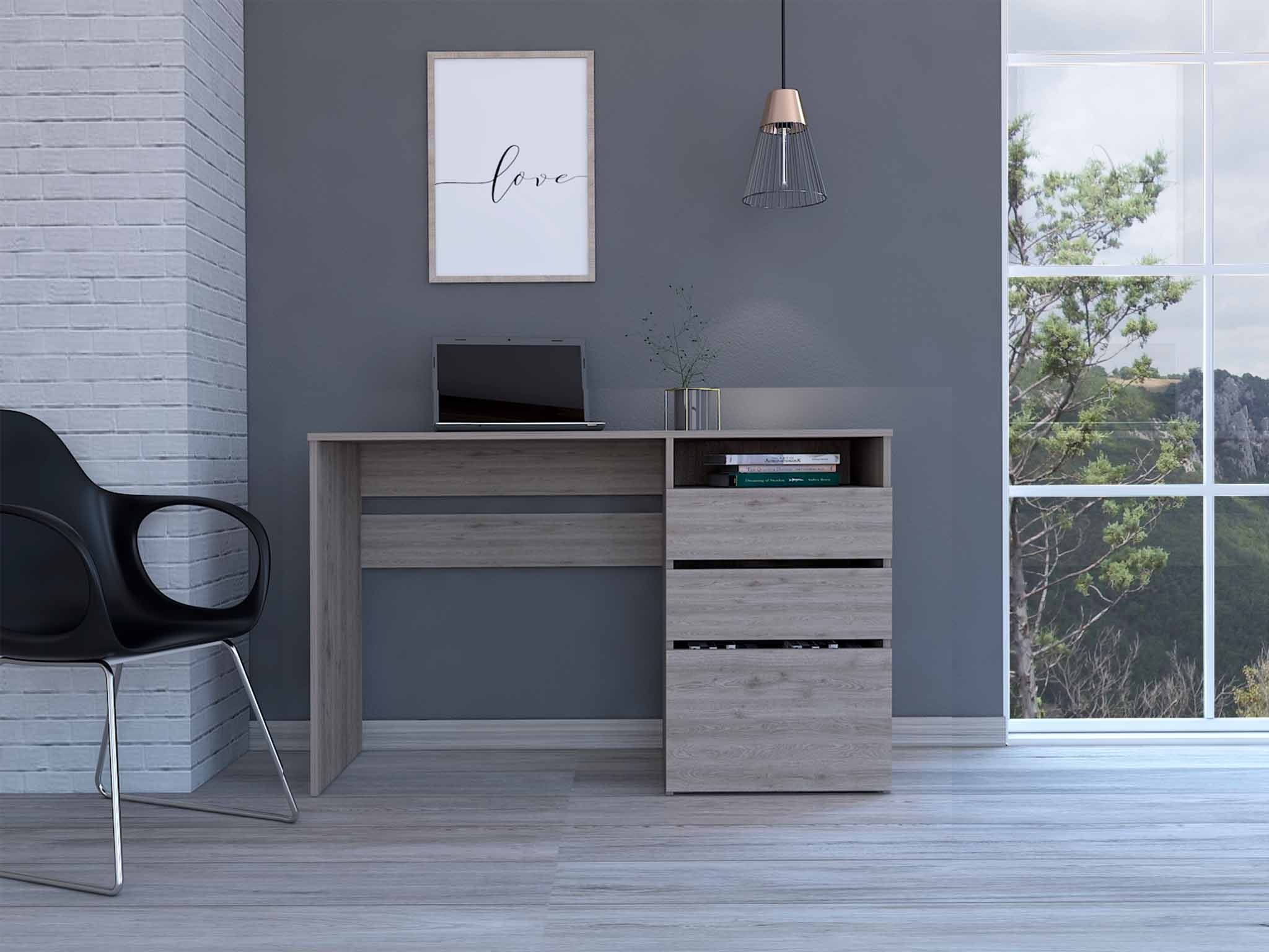 47 Light Gray Computer Desk With Three Drawers