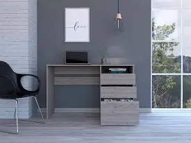 47 Light Gray Computer Desk With Three Drawers