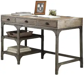 47 Natural and Gray Writing Desk With Three Drawers