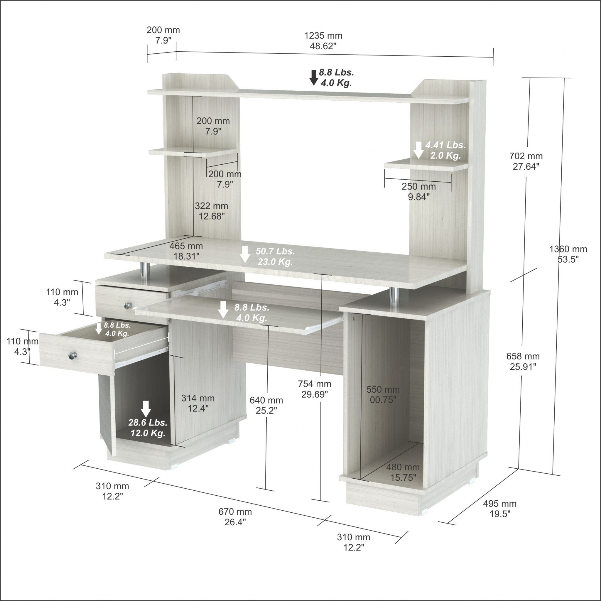 49 White Manufactured Wood Mirrored Rectangular With Three Drawers