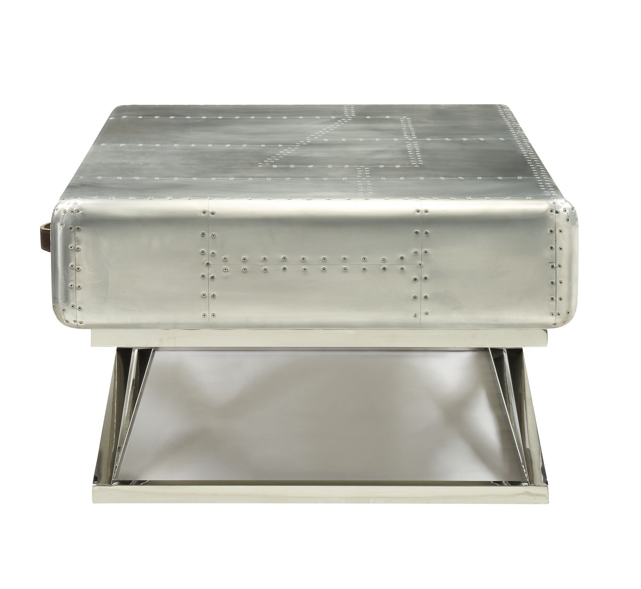 51 Silver Aluminum Coffee Table With Three Drawers