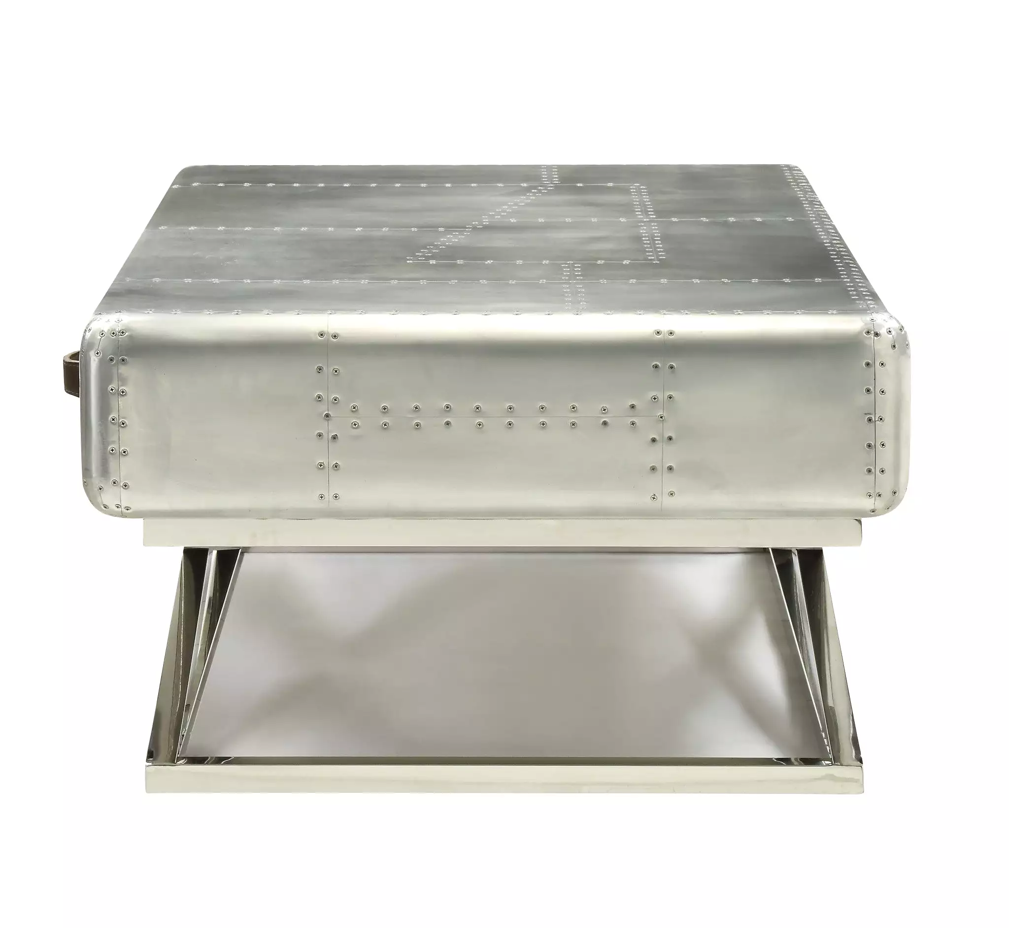 51 Silver Aluminum Coffee Table With Three Drawers