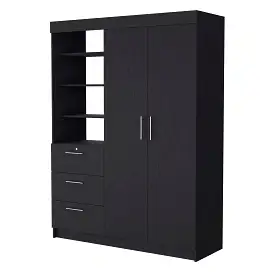 59 Black Accent Cabinet Soft Close With Three Shelves And One Drawer