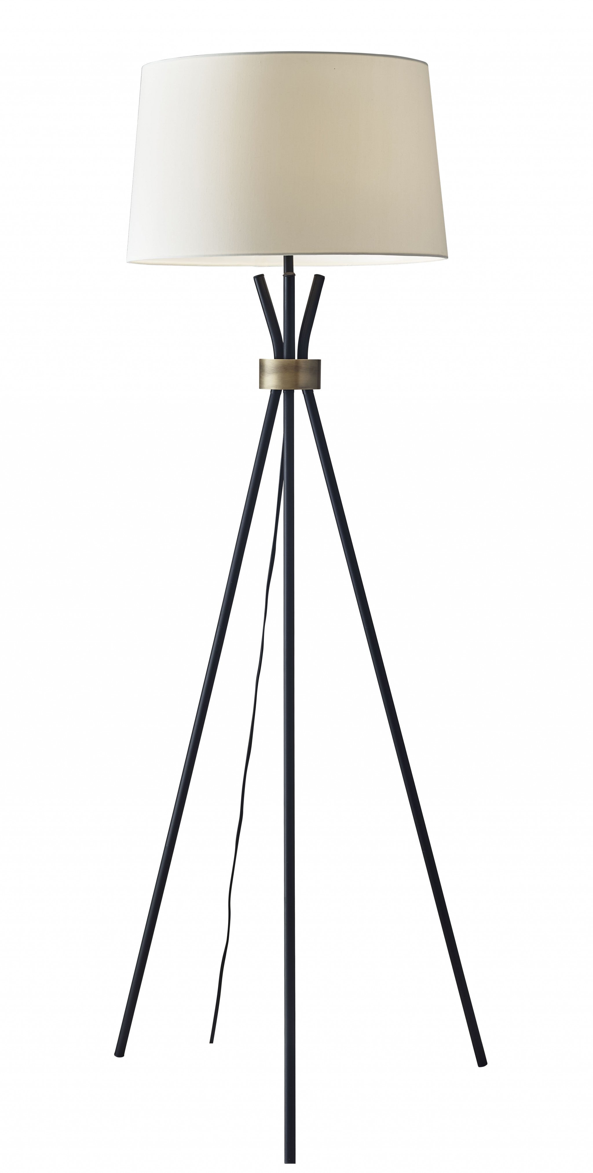 60 Black Tripod Floor Lamp With White Empire Shade