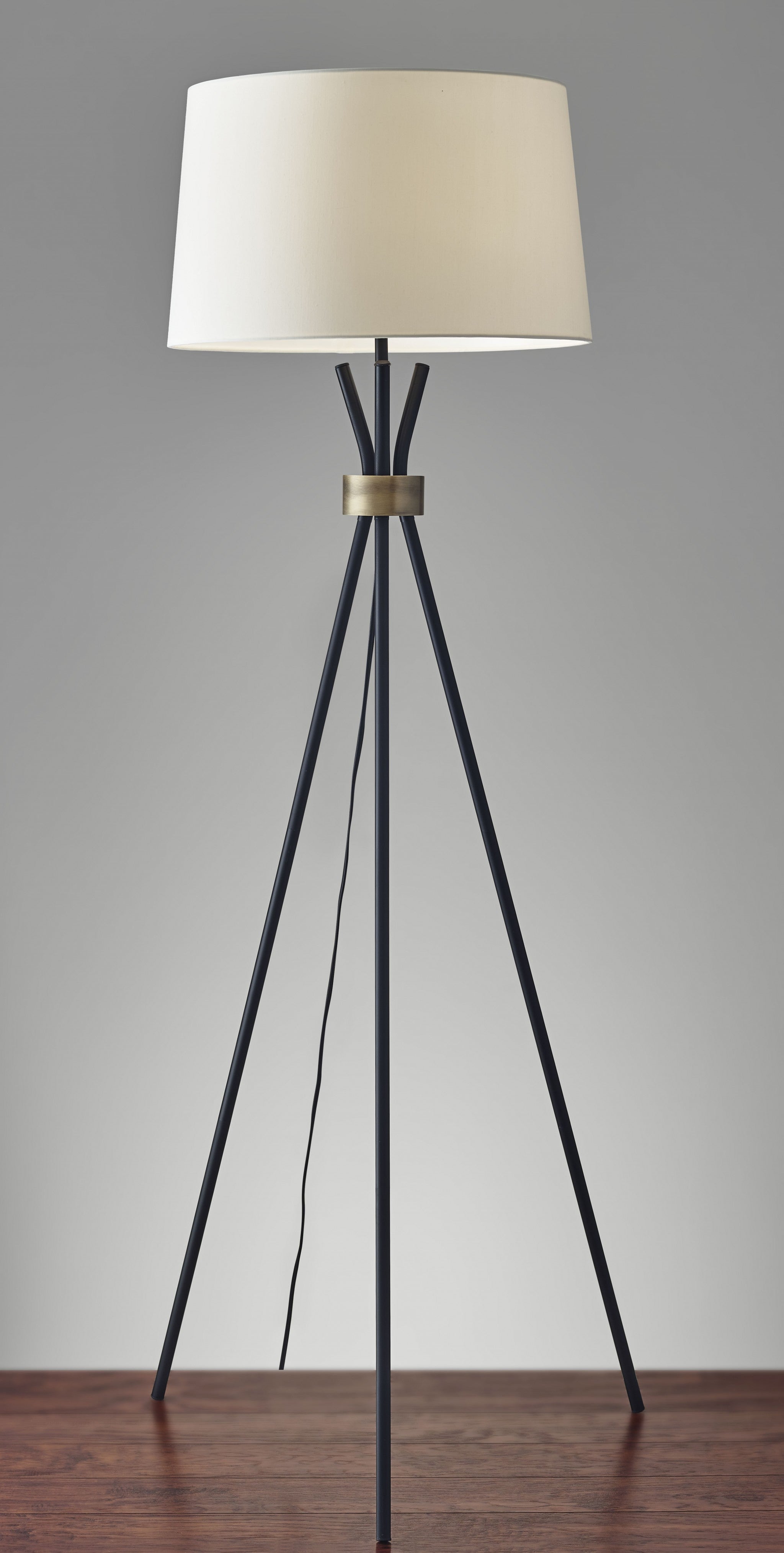 60 Black Tripod Floor Lamp With White Empire Shade