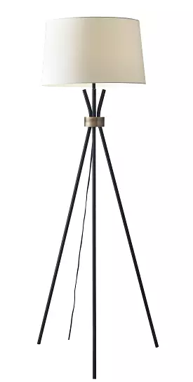 60 Black Tripod Floor Lamp With White Empire Shade