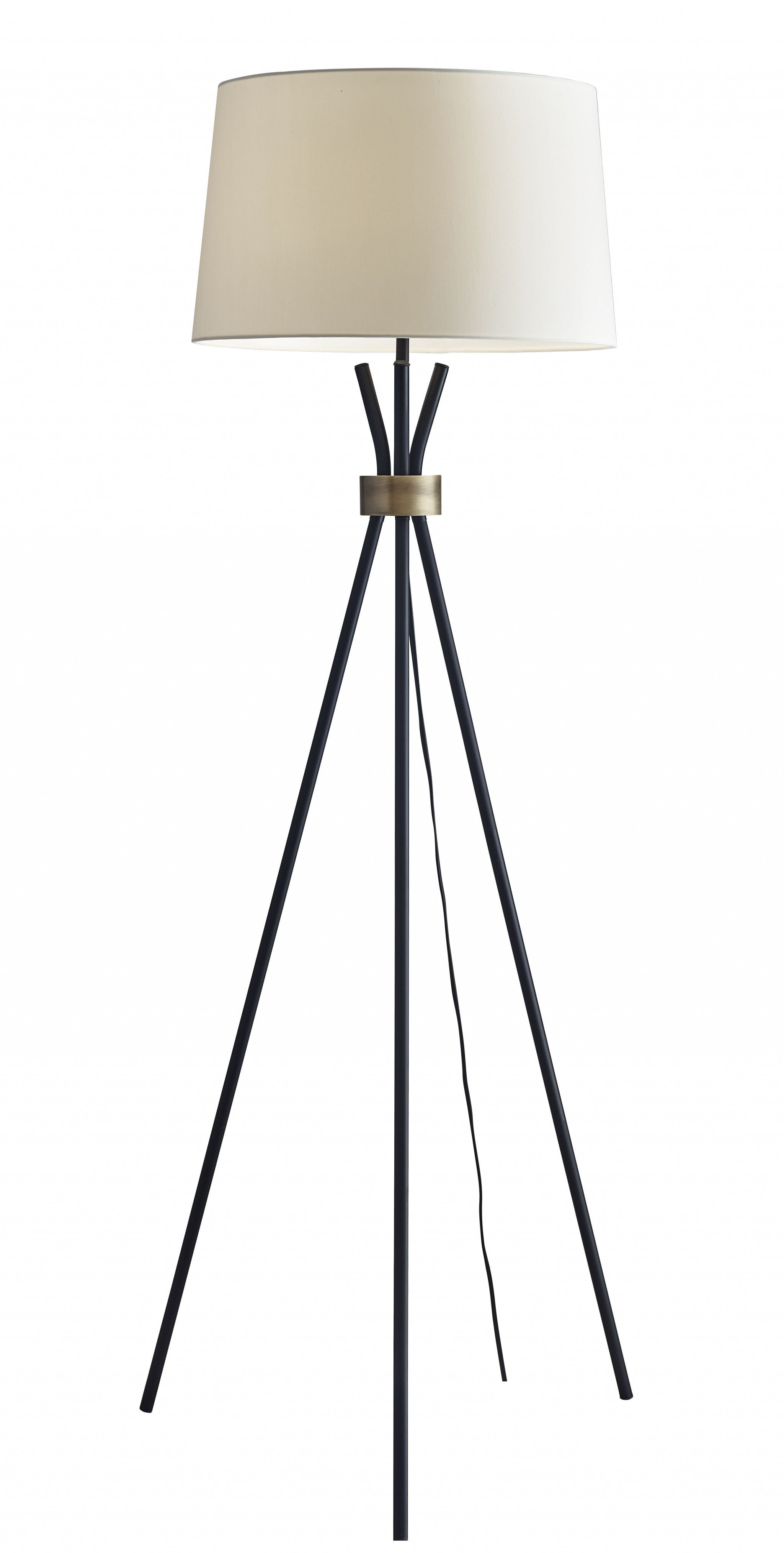 60 Black Tripod Floor Lamp With White Empire Shade