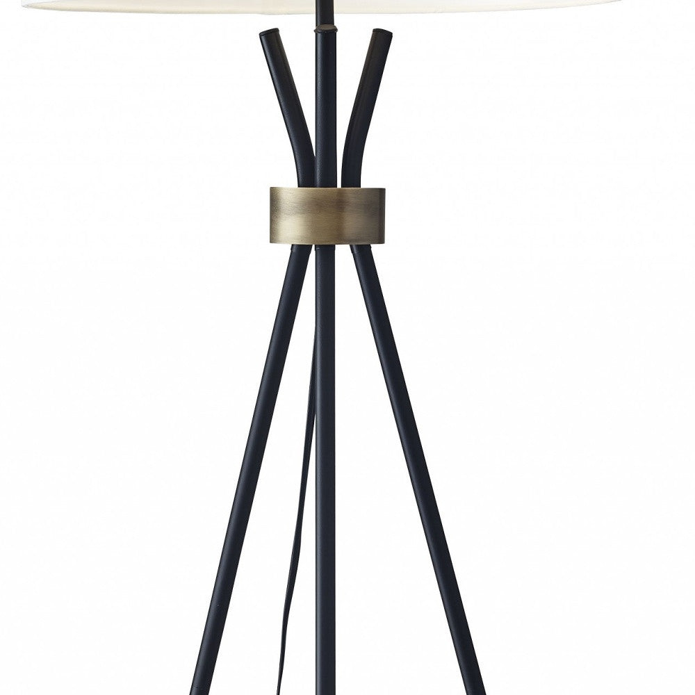 60 Black Tripod Floor Lamp With White Empire Shade