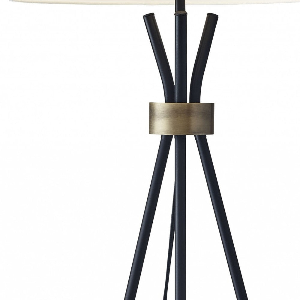 60 Black Tripod Floor Lamp With White Empire Shade