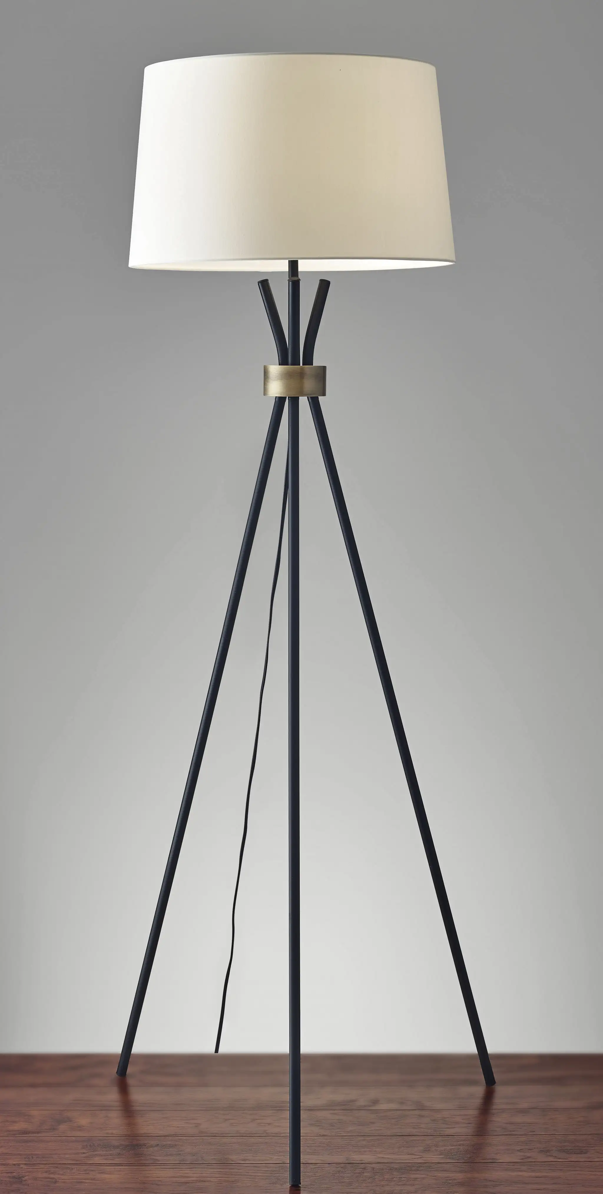 60 Black Tripod Floor Lamp With White Empire Shade