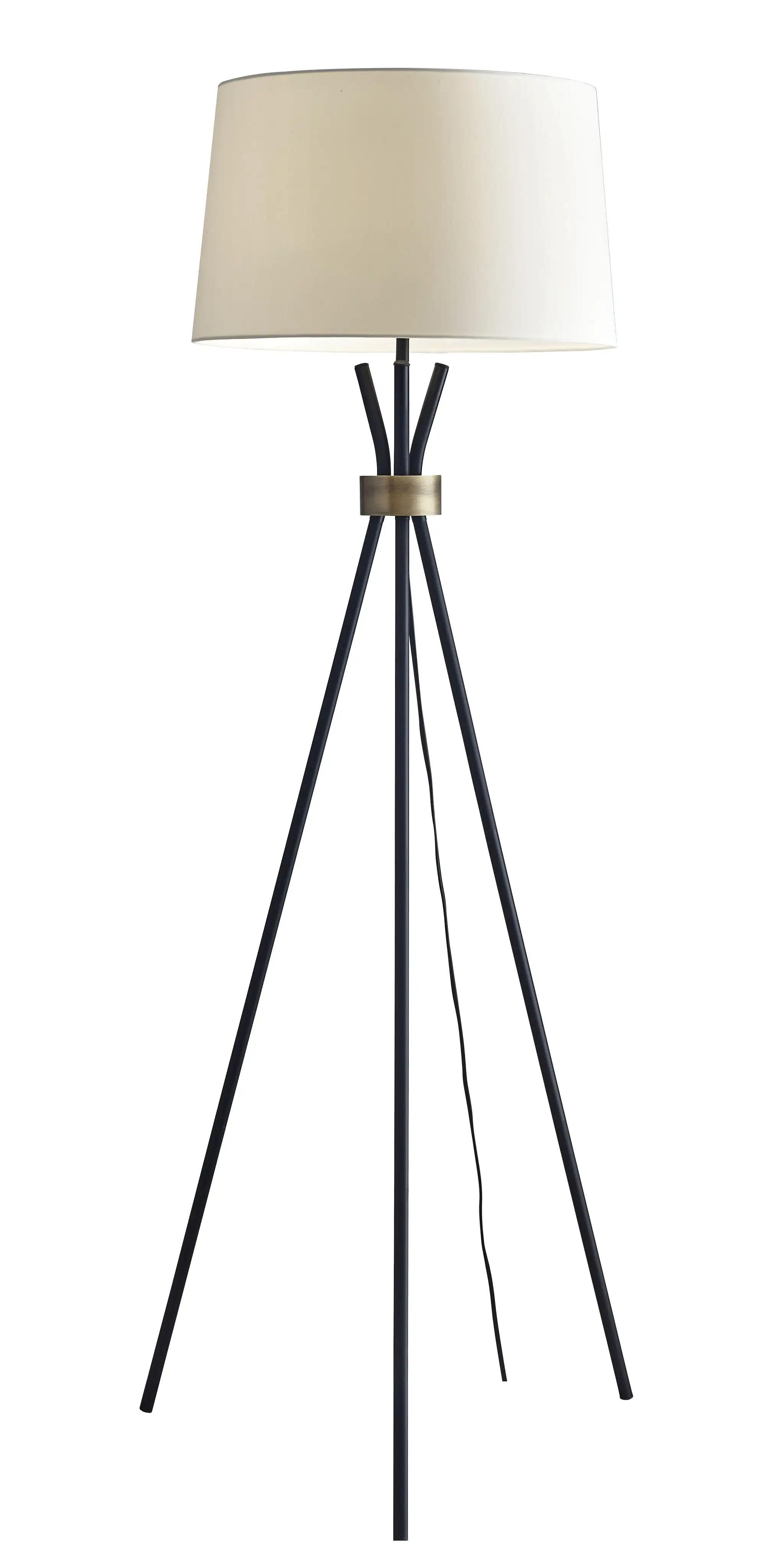 60 Black Tripod Floor Lamp With White Empire Shade