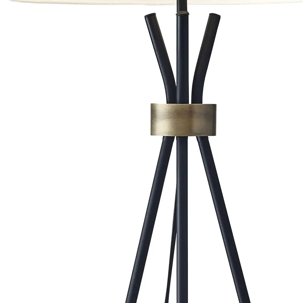 60 Black Tripod Floor Lamp With White Empire Shade