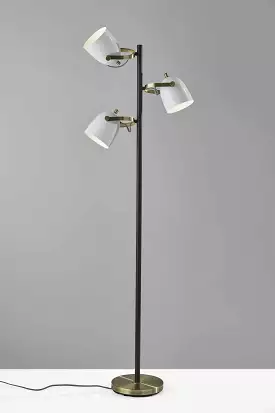 65 Bronze Three Light Tree Floor Lamp With White Solid Color Bell Shade