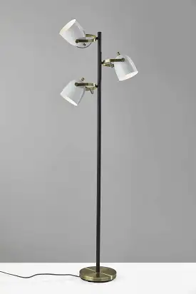 65 Bronze Three Light Tree Floor Lamp With White Solid Color Bell Shade