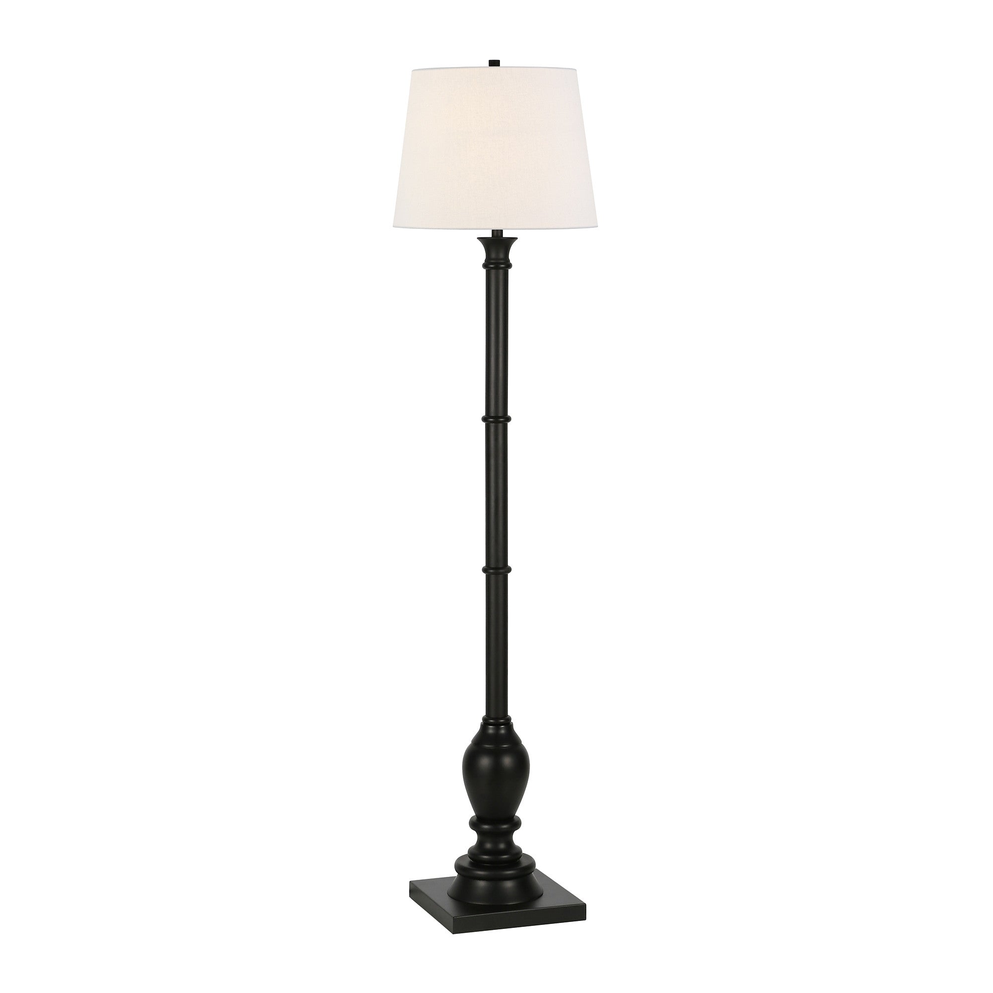 66 Black Traditional Shaped Floor Lamp With White Frosted Glass Empire Shade