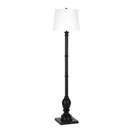 66 Black Traditional Shaped Floor Lamp With White Frosted Glass Empire Shade